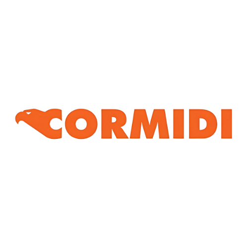 Cormidi Brand Logo - Orange logotype with bird head as letter "C"