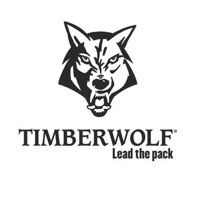 Timberwolf Logo - Black illustration of wolf head with "Timberwolf: Lead the pack" written below